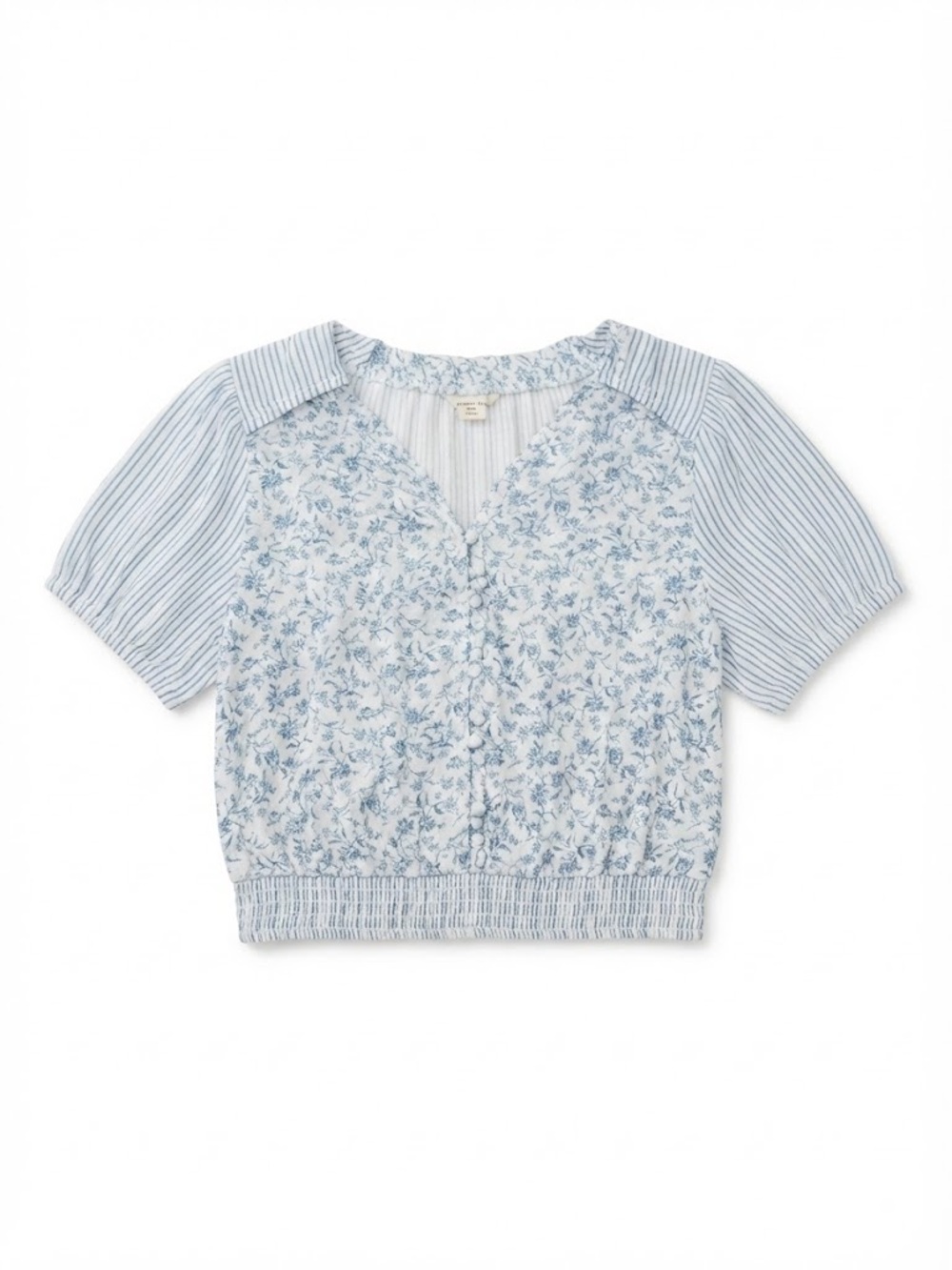 American Eagle Outfitters Light Blue Floral Button-Up Top